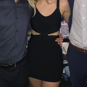 BCBG black cutout bandage dress
